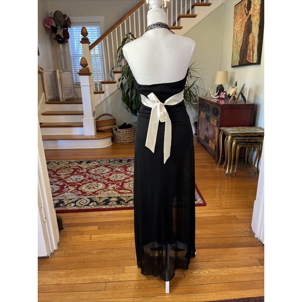 Vintage Taboo S M Y2k Halter Dress Lace Whimsygoth Sheer Babydoll Maxi Prom Hoco - Picture 6 of 15